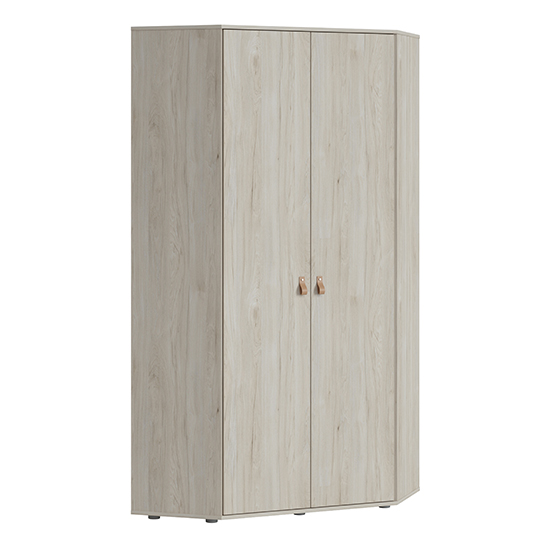 Danville Corner Wooden Wardrobe With 2 Door In Light Walnut thumbnail