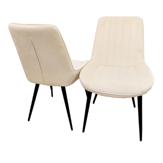 Photo of Danville cream velvet dining chairs in pair