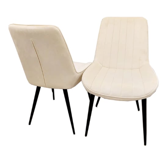 Read more about Danville cream velvet dining chairs in pair