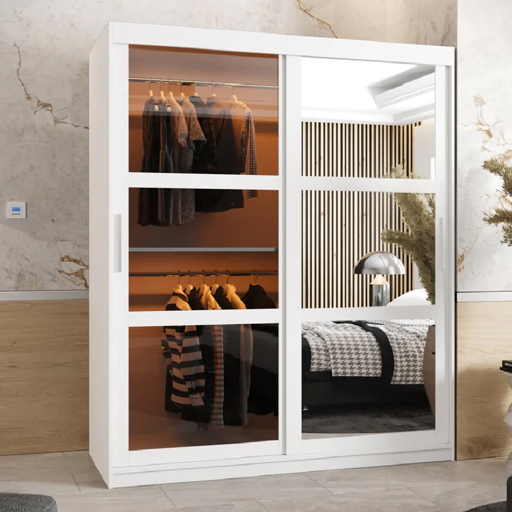 Read more about Danville large mirrored wardrobe with 2 sliding doors in white