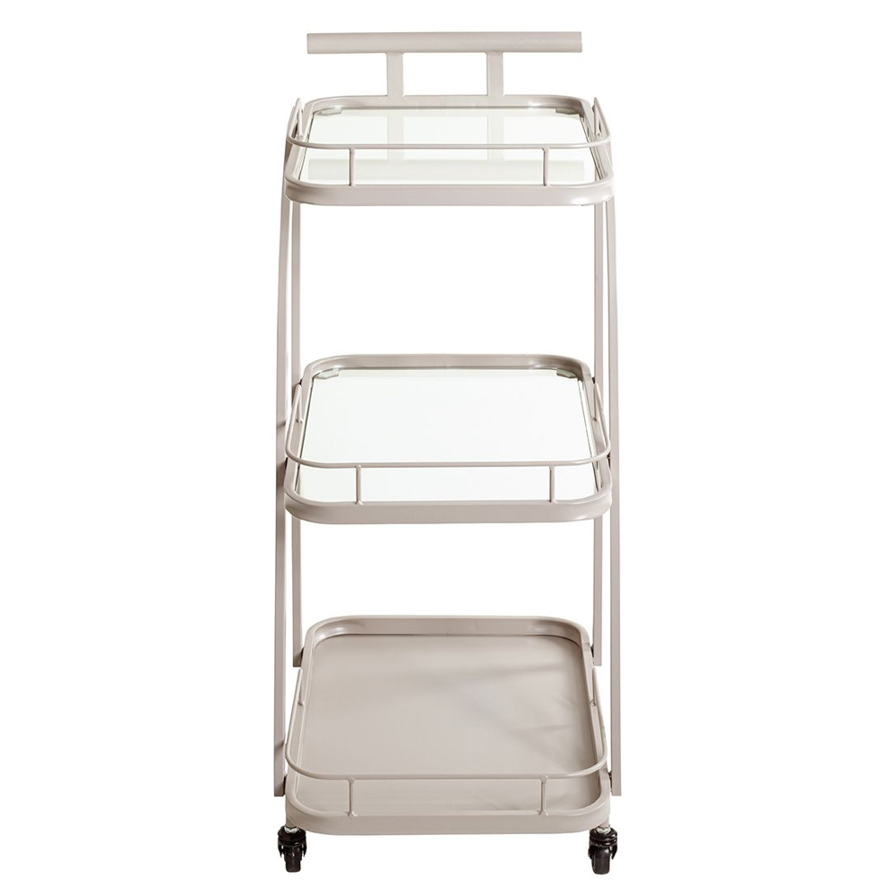 Danville Metal Drinks Trolley With Glass Shelves In Grey