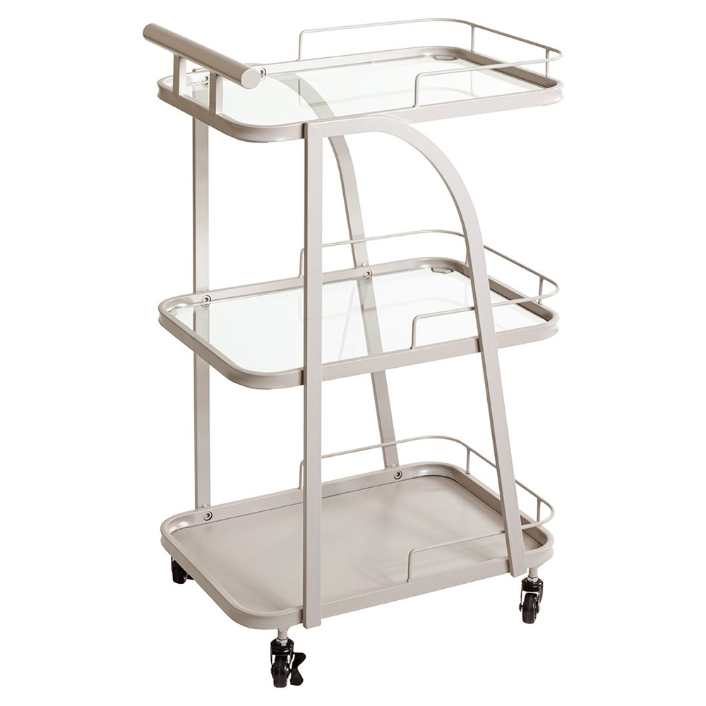 Danville Metal Drinks Trolley With Glass Shelves In Grey