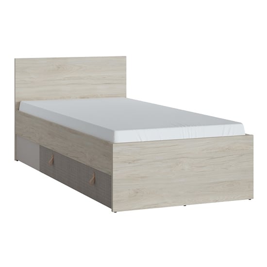 Read more about Danville wooden single bed with 1 drawer in light walnut