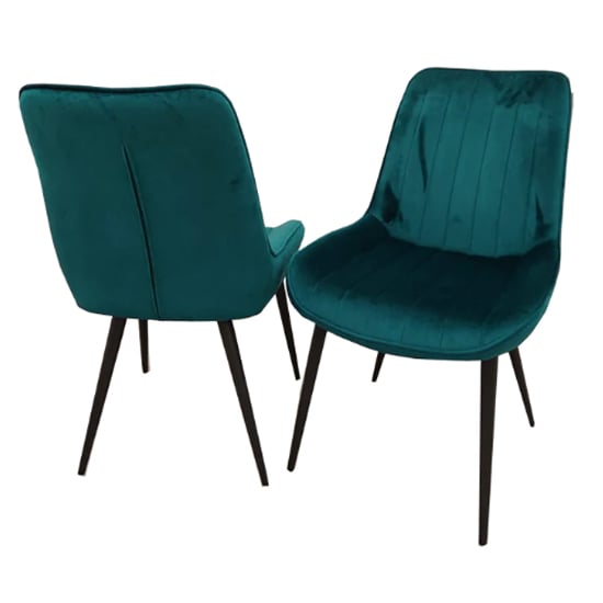 Product photograph of Danville Teal Velvet Dining Chairs In Pair from Furniture in Fashion