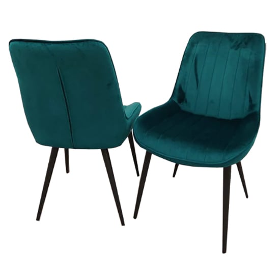 Read more about Danville teal velvet dining chairs in pair