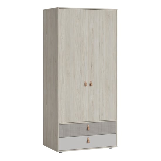 Product photograph of Danville Wooden Wardrobe With 2 Doors 2 Drawers In Light Walnut from Furniture in Fashion