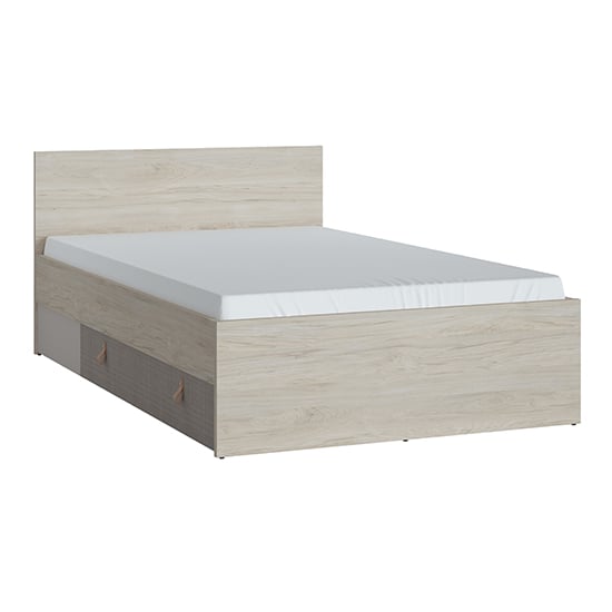 Product photograph of Danville Wooden Double Bed With 1 Drawer In Light Walnut from Furniture in Fashion