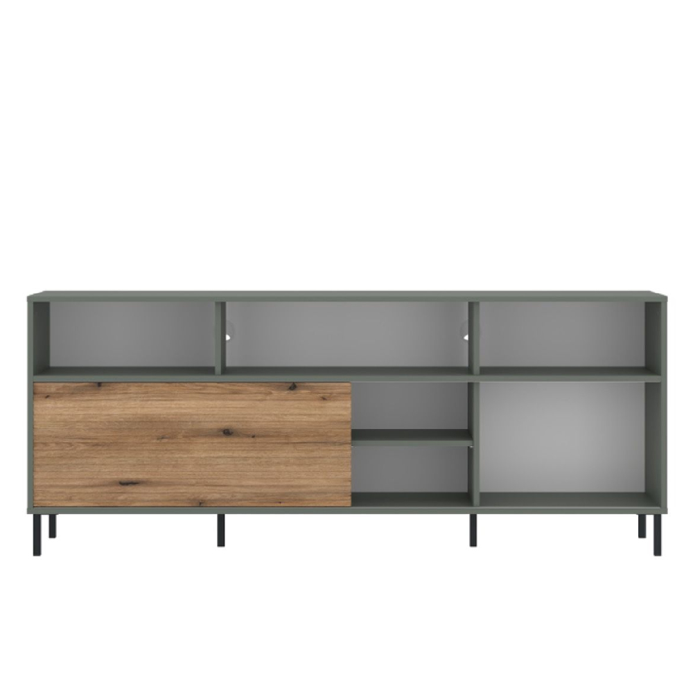 Danville Wooden TV Stand With 1 Sliding Door In Green Oak