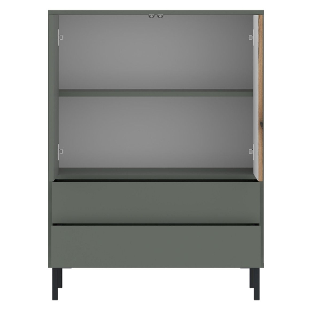 Danville Wooden Sideboard With 2 Doors 2 Drawers in Green And Oak