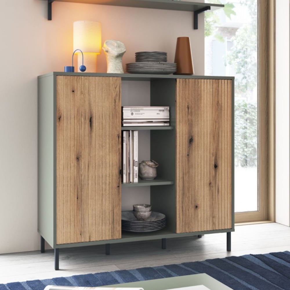 Read more about Danville wooden sideboard with 2 sliding doors in green and oak