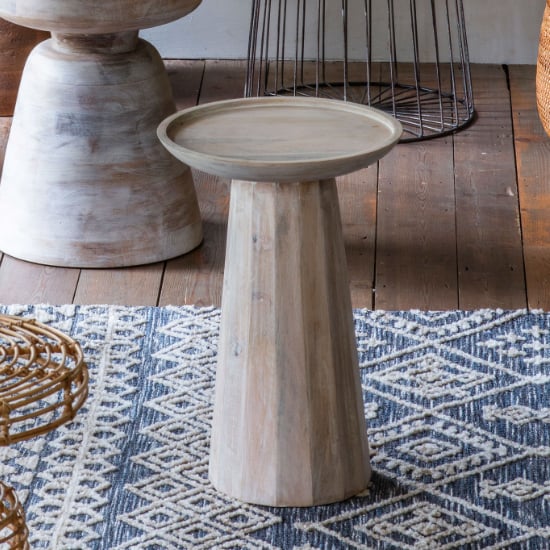 Danwoy Round Wooden Side Table In White Wash_2