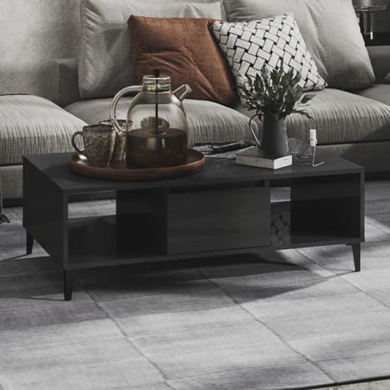 Photo of Danya rectangular high gloss coffee table in grey