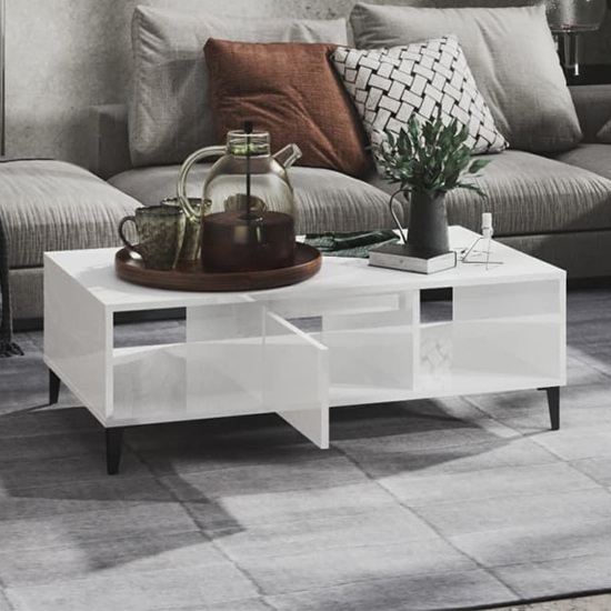 Danya Rectangular High Gloss Coffee Table In White