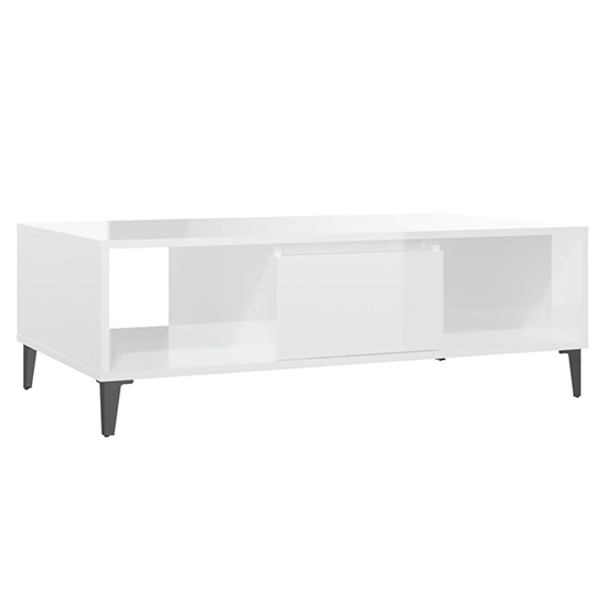 Danya Rectangular High Gloss Coffee Table In White