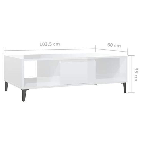 Danya Rectangular High Gloss Coffee Table In White_5