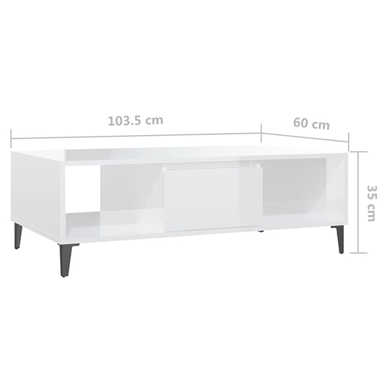 Danya Rectangular High Gloss Coffee Table In White