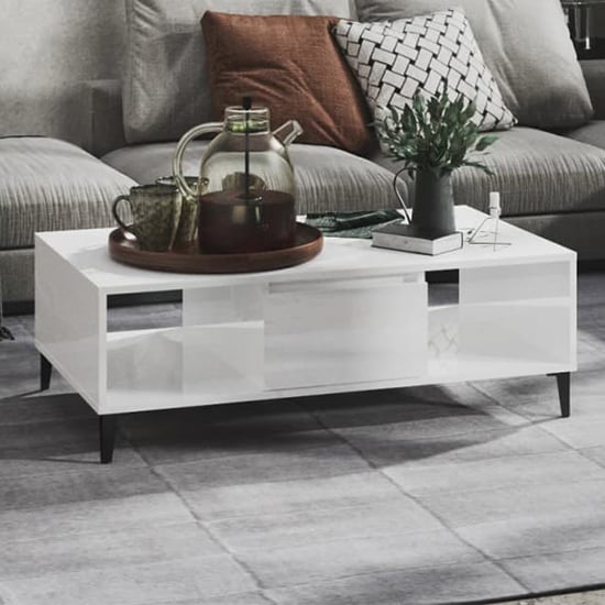 Photo of Danya rectangular high gloss coffee table in white