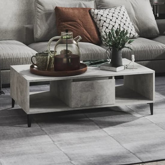 Product photograph of Danya Rectangular Wooden Coffee Table In Concrete Effect from Furniture in Fashion