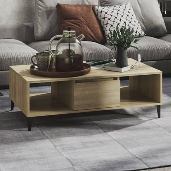 Photo of Danya rectangular wooden coffee table in sonoma oak