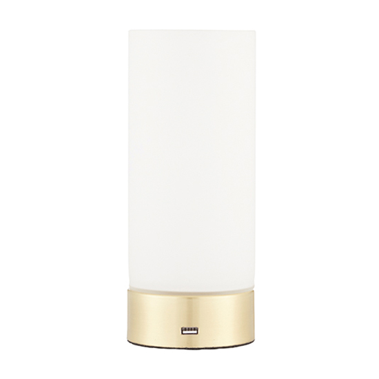 Dara USB Opal Glass Table Lamp In Brushed Brass_3