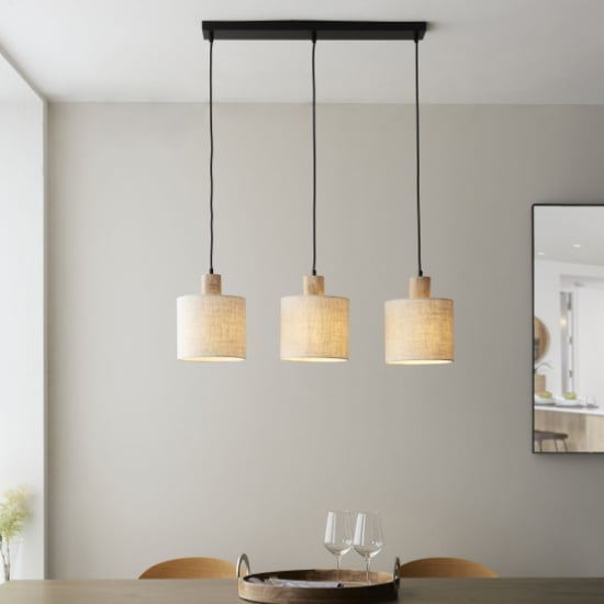 Read more about Darbun 3 lights bar fabric shade pendant light in black