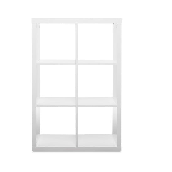 Darby Shelving Unit In White High Gloss With 6 Compartments Furniture