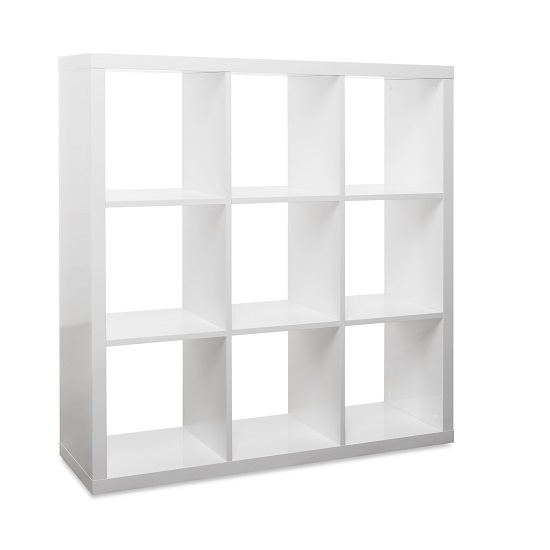 Darby Shelving Unit Wide In White High Gloss With 9 Compartments_2