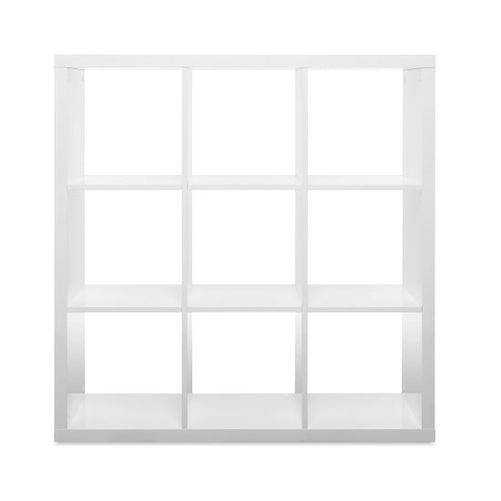 Darby Shelving Unit Wide In White High Gloss With 9 Compartments