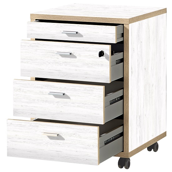 Darcey Wooden Office In White And Oak With 4 Drawers Sale