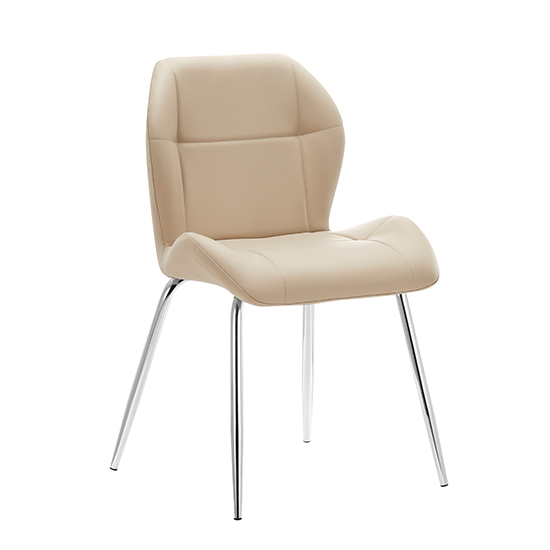 Darcy Faux Leather Dining Chair In Taupe With Chrome Legs