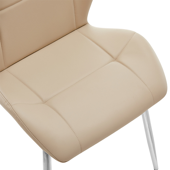 Darcy Faux Leather Dining Chair In Taupe With Chrome Legs
