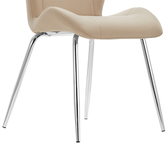 Darcy Faux Leather Dining Chair In Taupe With Chrome Legs
