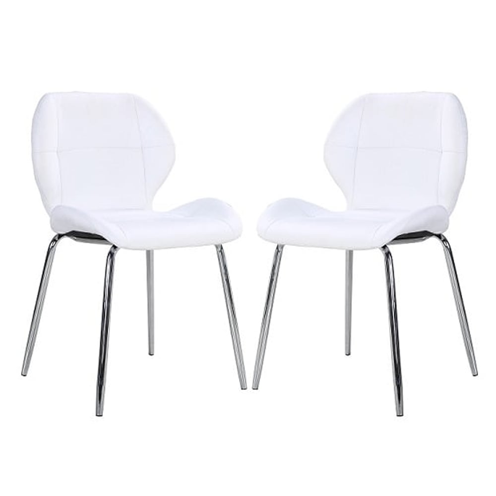 Darcy White Faux Leather Dining Chairs In A Pair