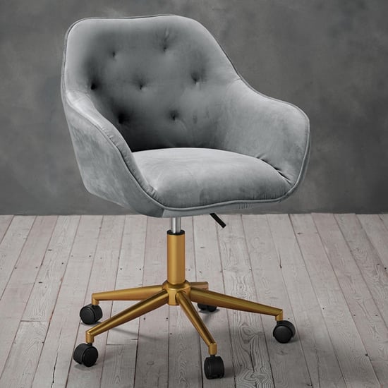 Photo of Darian velvet home and office chair in grey