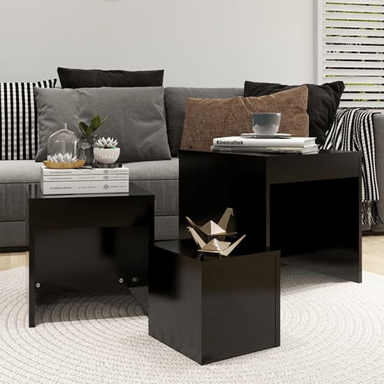 Darice Wooden Nest Of 3 Tables In Black