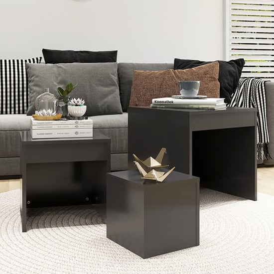 Product photograph of Darice Wooden Nest Of 3 Tables In Grey from Furniture in Fashion