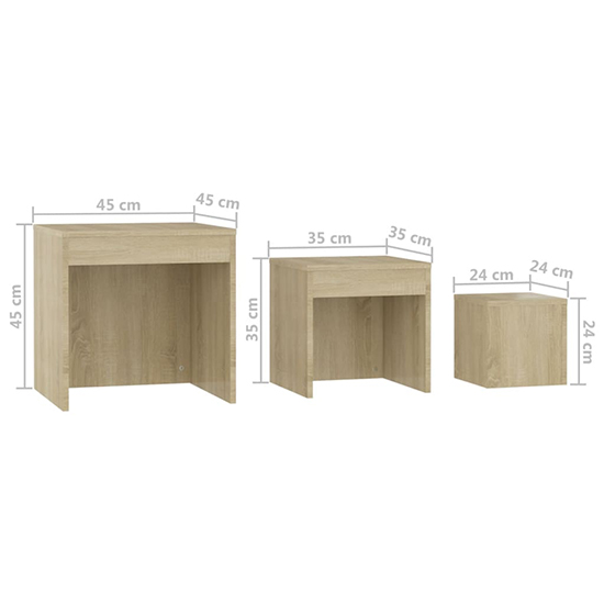 Darice Wooden Nest Of 3 Tables In Sonoma Oak