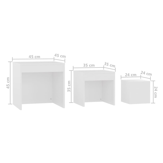 Darice Wooden Nest Of 3 Tables In White