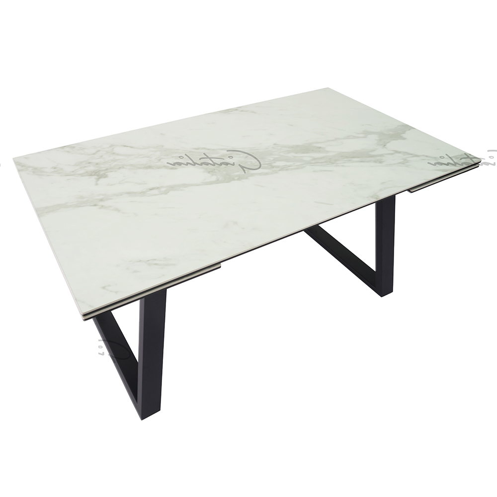 Darien Ceramic Marble Extending Dining Table In White