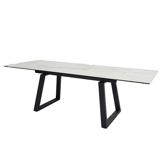 Darien Extending Ceramic Marble Dining Table In White_2