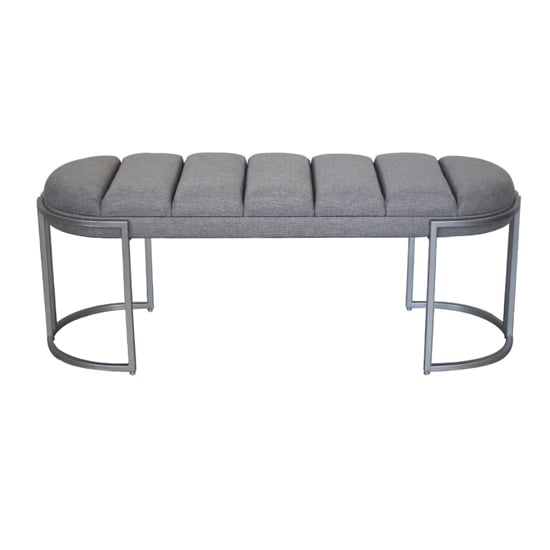 Darien Linen Tufted Hallway Seating Bench In Grey