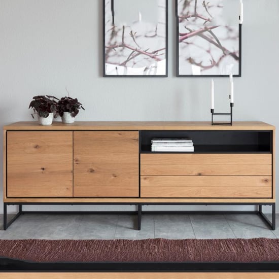 Product photograph of Darien Wooden Sideboard With 2 Doors 2 Drawers In Wild Oak from Furniture in Fashion