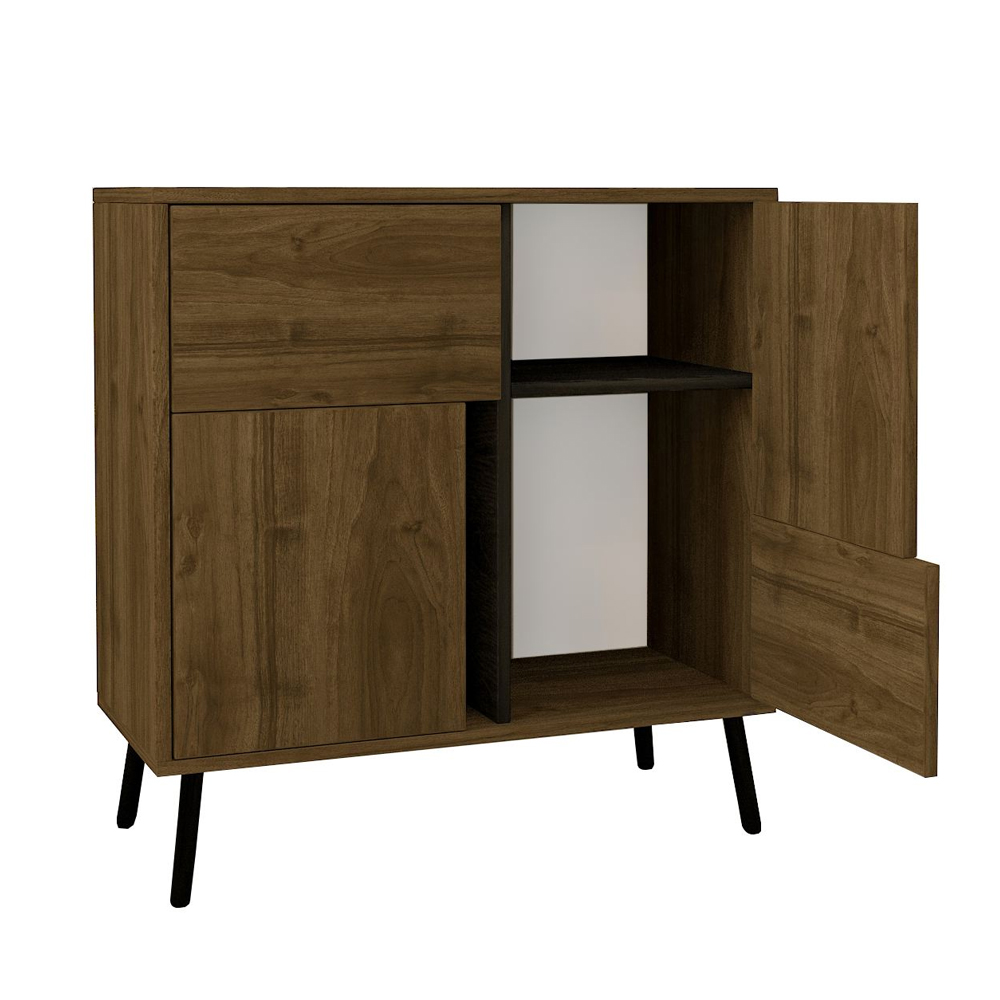 Darien Wooden Storage Cabinet with 2 Doors in Walnut and Black
