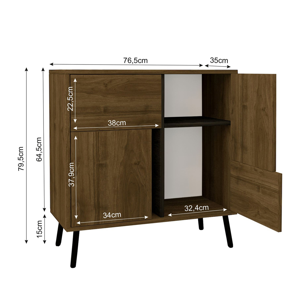 Darien Wooden Storage Cabinet with 2 Doors in Walnut and Black