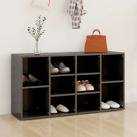 Darion High Gloss Shoe Storage Bench With 4 Shelves In White