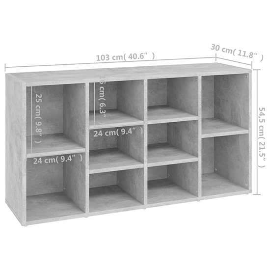 Darion Shoe Storage Bench With 10 Shelves In Concrete Effect