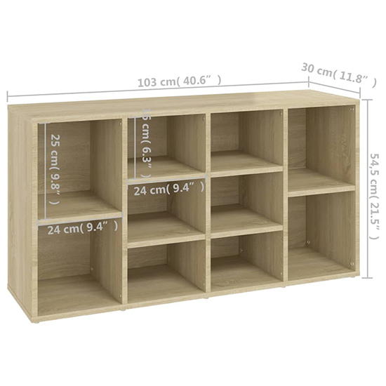 Darion Wooden Shoe Storage Bench With 10 Shelves In Sonoma Oak