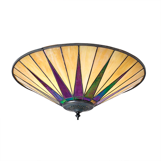 Dark Star 2 Lights Glass Flush Ceiling Light In Dark Bronze