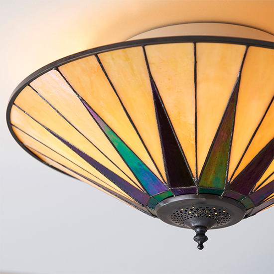 Dark Star 2 Lights Glass Flush Ceiling Light In Dark Bronze