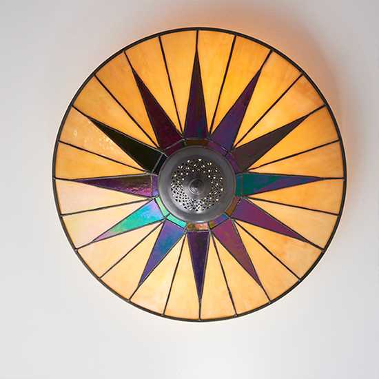 Dark Star 2 Lights Glass Flush Ceiling Light In Dark Bronze